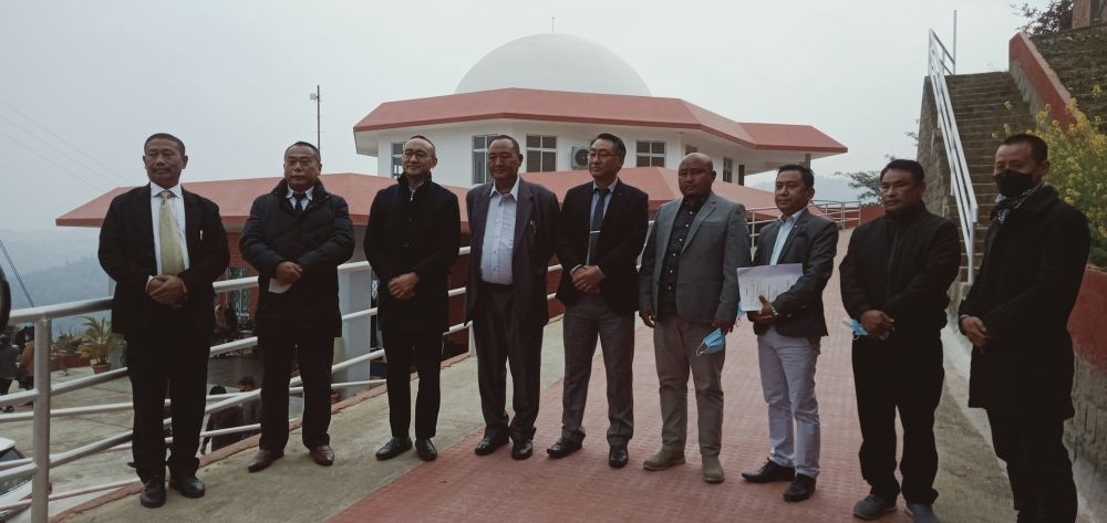 Neiba Kronu and Mmhonlumo Kikon with others during the inauguration of Planetarium and Innovation Hub   building in Kohima on January 16. (Morung Photo)