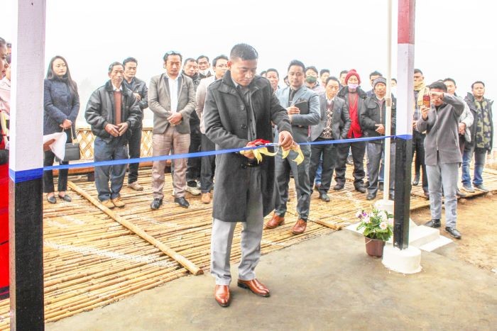 Chief Guest P Bashang Chang inaugurating the newly constructed VG barrack at Helipong village, Tuensang on February 26. (Morung Photo)