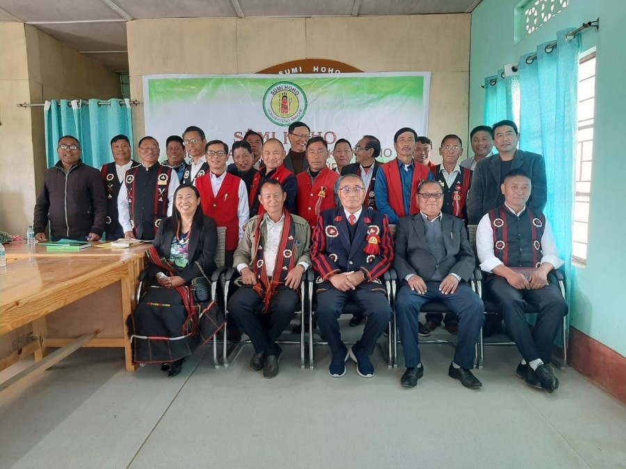 Members of Sumi Literature Board, Sumi Hoho and others during the function held at Sumi Hoho Ki on February 17.