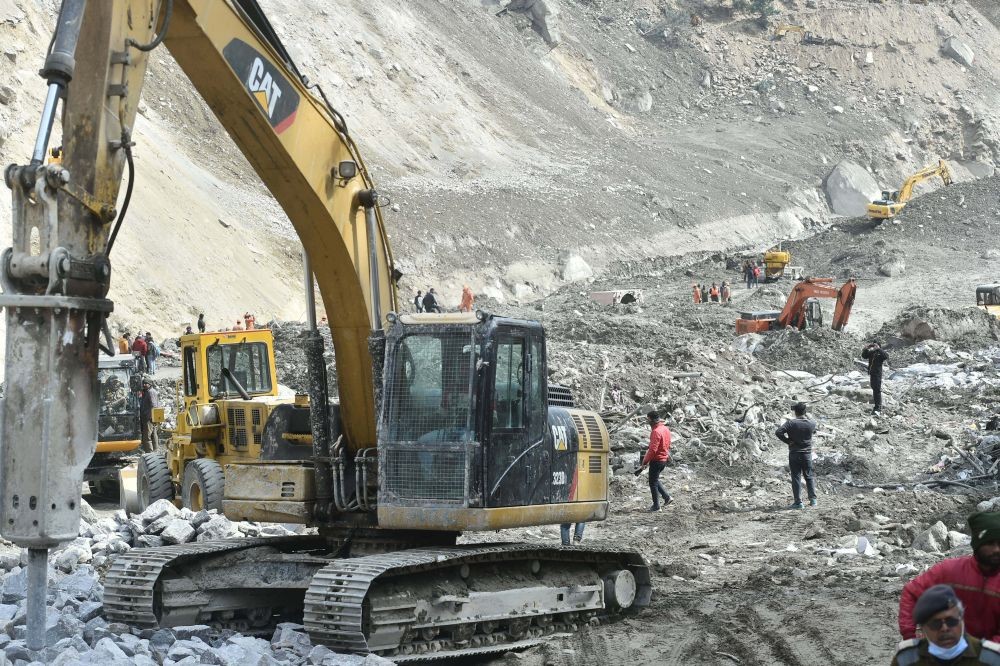 Chamoli: Rescue and restoration work at Raini village, after a glacier burst on Feb. 7 in Joshimath triggered a flash flood, in Chamoli district of Uttarakhand. Saturday, Feb. 13, 2021. (PTI Photo/Arun Sharma)