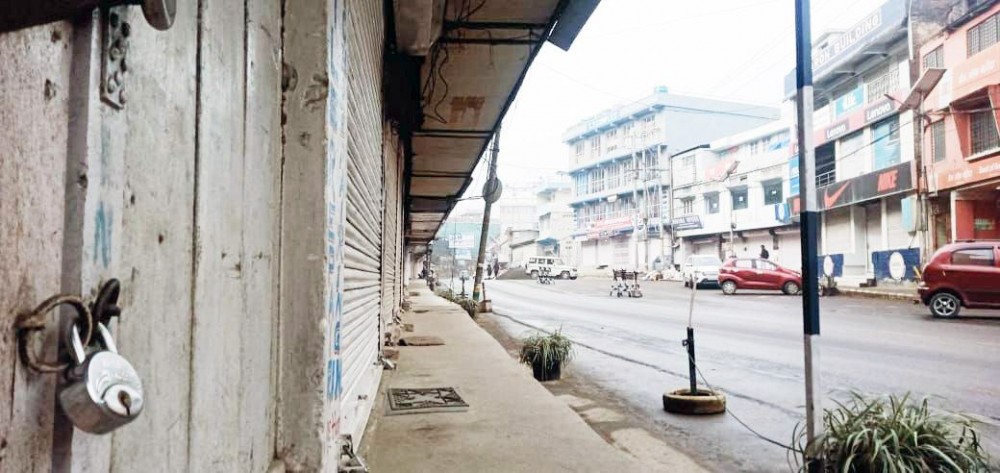 Shops closed down in the State capital Kohima in compliance with the one day Bharat Vyapar Bandh on February 26. Along with the rest of India, the bandh was observed across the State. (Morung Photo)