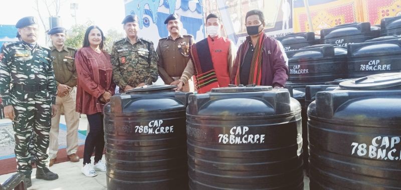 Randeep Datta along with his wife Ritu Datta and others during the Civic Action Programme at Sechu Zubza on February 4. (Morung Photo)