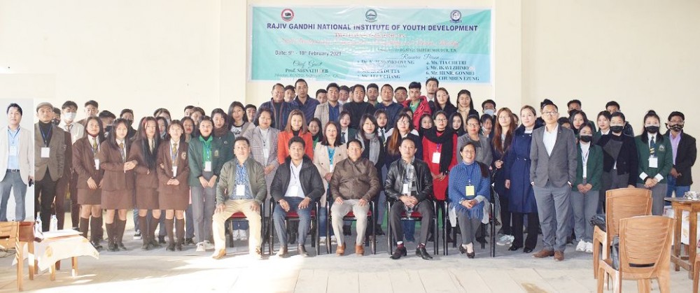Participants with resource persons at the workshop on  skill development for employment in hospitality and tourism industry’ on February 9 and 10 in Wokha.