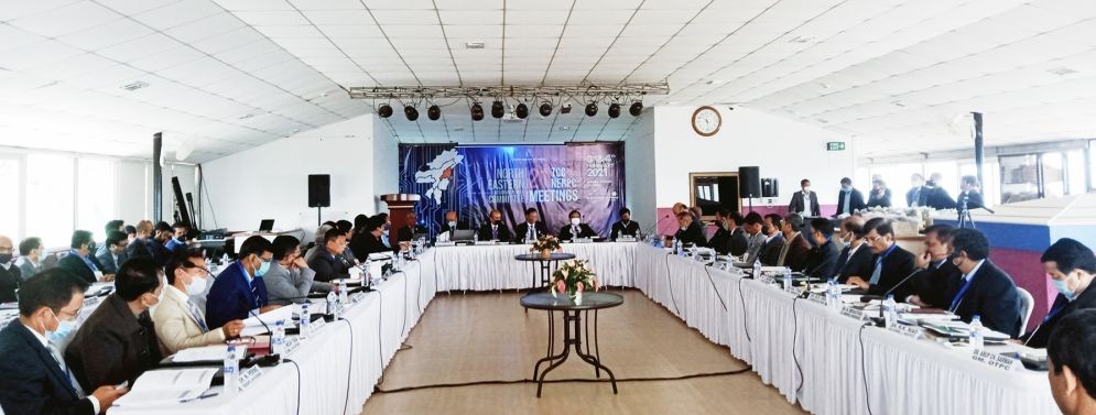 Shikato Sema addressing 21st meetings of TCC and NERPC in Kohima on February 3. (Morung Photo)