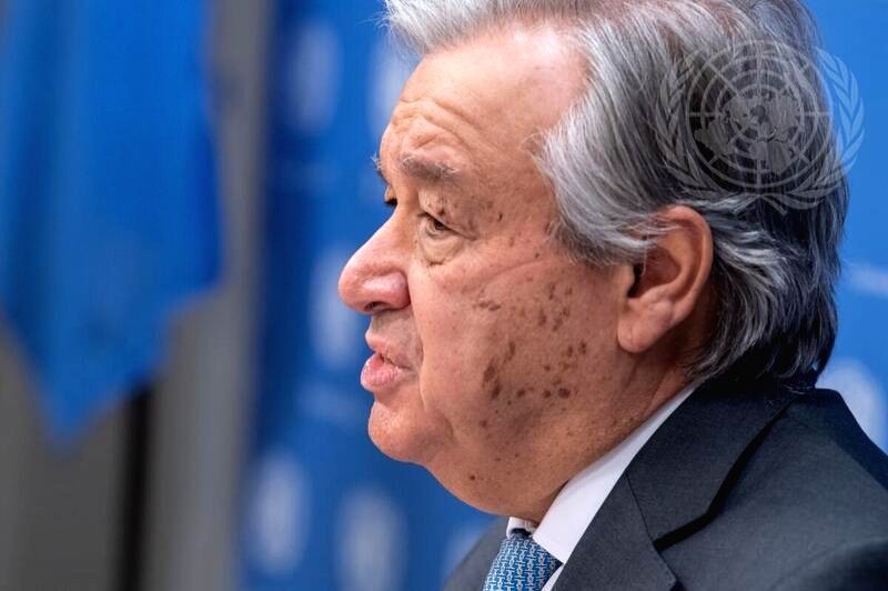 United Nations Secretary-General Antonio Guterres speaks to the media on Thursday, January 28, 2021, at the UN headquarters in New York. (UN/IANS File Photo)