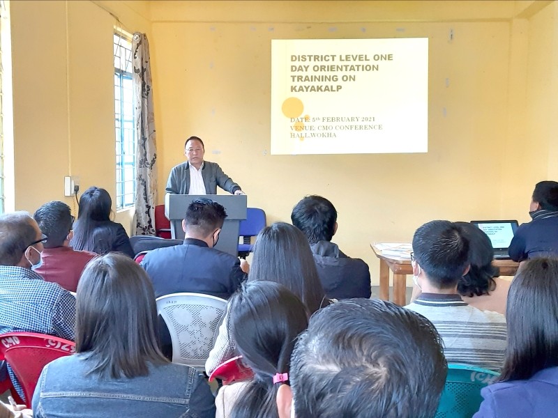 CMO Wokha delivering the keynote address at the KAYAKALP Orientation training held at CMO Conference hall Wokha on February 5. (Photo Courtesy: CMO office Wokha)