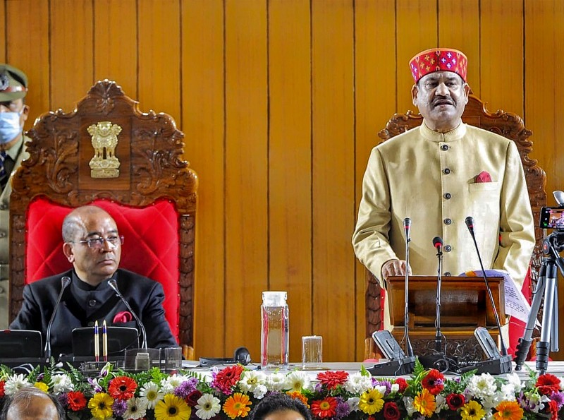 Lok Sabha Speaker Om Birla during an interaction with Members of Meghalaya Legislative Assembly, in Shillong. (PTI Photo)