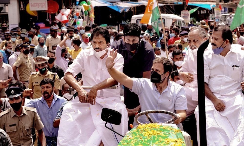 Wayanad: Congress leader Rahul Gandhi takes out a tractor rally from Muttil to Kalpetta in Wayanad district, Monday, Feb. 22, 2021. (PTI Photo)