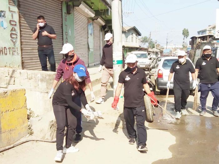 AYO members during the cleanliness drive in Kohima town on February 22.