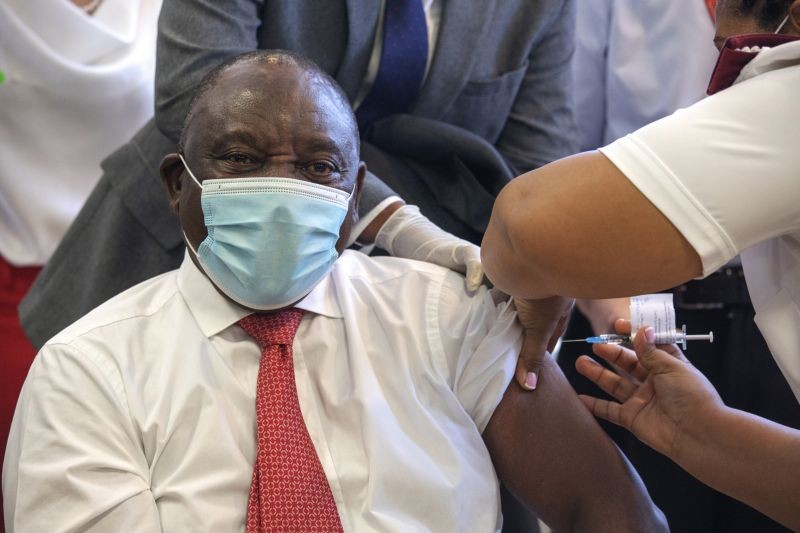 South African President Cyril Ramaphosa receives a Johnson and Johnson COVID-19 vaccine in Khayelitsha, Cape Town, South Africa on February 17, 2021. Ramaphosa was among the first in his country to receive the vaccination to launch the inoculation drive in the country. (AP/PTI Photo)