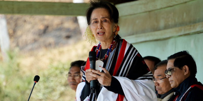 Aung San Suu Kyi addressing local people in Leshi township during the Sagaing Region meet on January 22, 2020. (Photo Courtesy: Myanmar State Counselor’s Office/ Facebook)