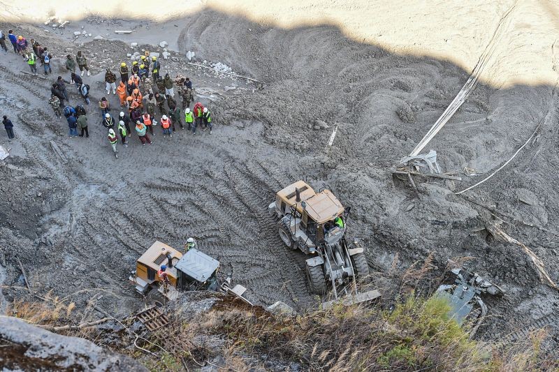 Rescue operations continue at Tapovan Tunnel, following the Sunday's glacier burst in Joshimath causing a massive flood in the Dhauli Ganga river, in Chamoli district of Uttarakhand on February 10, 2021. (PTI Photo)