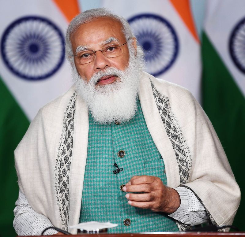 Prime Minister Narendra Modi addresses during the  foundation laying ceremony of key projects of the Oil and Gas sector in Tamil Nadu, via video conferencing, in New Delhi on February 17, 2021. (PTI Photo)
