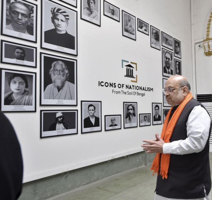 Kolkata: Union Home Minister Amit Shah during the inauguration of the 'Shauryanjali Programme' - a tribute to the Bengali revolutionaries, at National Library in Kolkata, Friday, Feb. 19, 2021. (PTI Photo/Ashok Bhaumik)