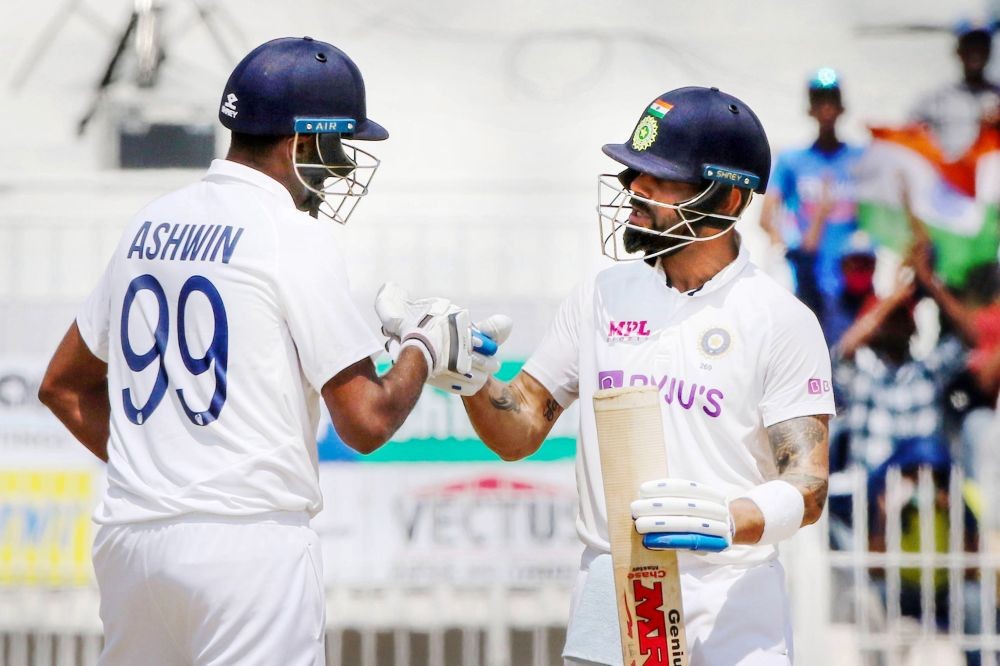 Chennai: Indian Captain Virat Kohli and Ravichandran Ashwin during the 3rd day of second cricket test match between India and England, at M.A. Chidambaram Stadium ,in Chennai, Monday, Feb. 15, 2021. (BCCI/PTI Photo)