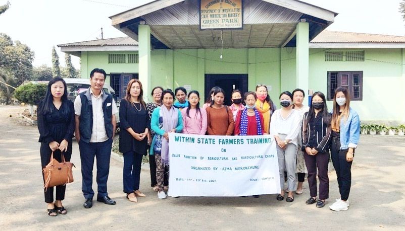 Alemtemsu, in-charge State Horticulture Nursery along with resource person Neisetuonuo Debbie, Horticulture Officer, ATMA officials and Farmers from Mokokchung District.