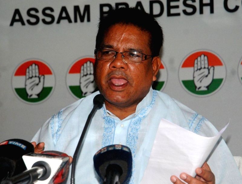 Assam Congress president Ripun Bora addresses a press conference in Guwahati on July 12, 2017. (IANS File Photo)