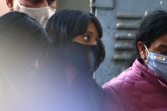 New Delhi: Climate activist Disha Ravi being produced at Patiala Court in connection with ' Greta Thunberg toolkit case', in New Delhi, Friday, Feb.  19, 2021. (PTI Photo)