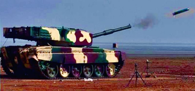 PMLaser Guided Anti Tank Guided Missile (ATGM) successfully test fired from MBT Arjun Tank at KK Ranges, Armoured Corps Centre and School (ACC&S) Ahmednagar, Maharashtra on September 22, 2020. (IANS/PIB File Photo)