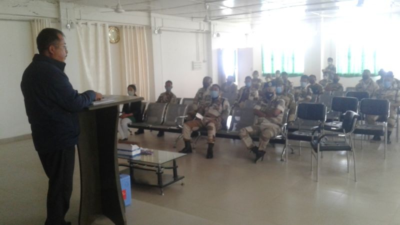 DPO (RCH/UIP) Dr Pewezo Khalo speaking at the sensitisation programme conducted by Medical Department in Kiphire. (Photo Courtesy: CMO office Kiphire)