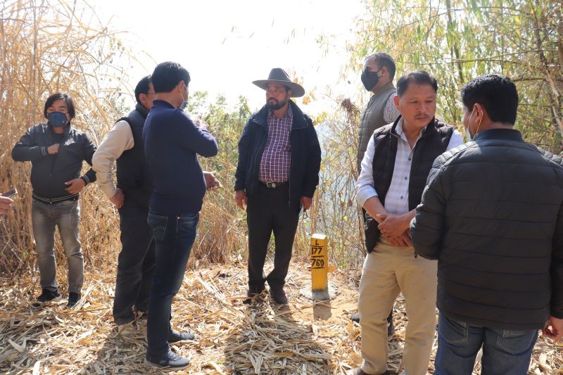 Nagaland Dy CM Y Patton and others during the inspection of the ongoing road construction site at National Highway-29 on February 13. (Photo Courtesy: Dy CM Media Cell)