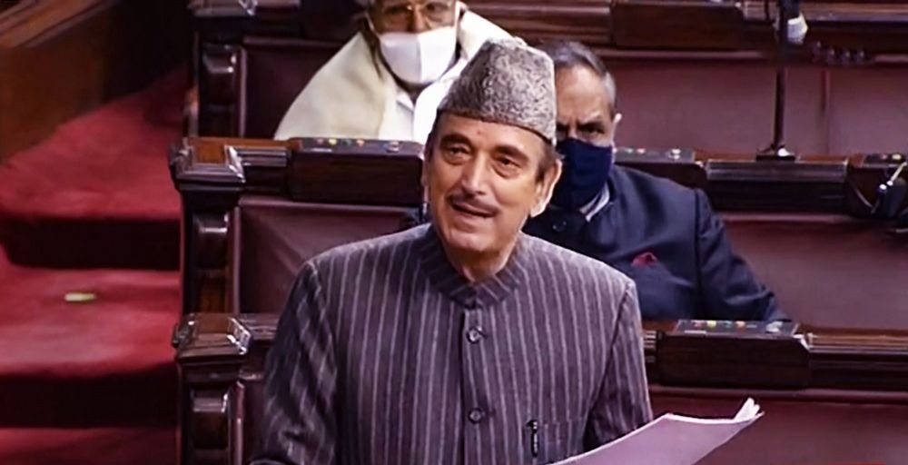 New Delhi: Congress MP Ghulam Nabi Azad speaks at Rajya Sabha during the ongoing Budget Session of Parliament, in New Delhi, Wednesday, Feb. 03, 2021. (RSTV/PTI Photo)