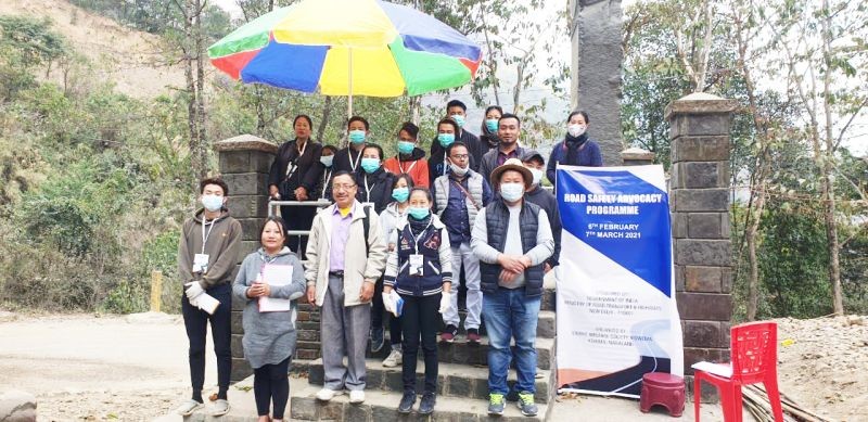 Participants of the road safety advocacy programme at NH-2 on February 6.