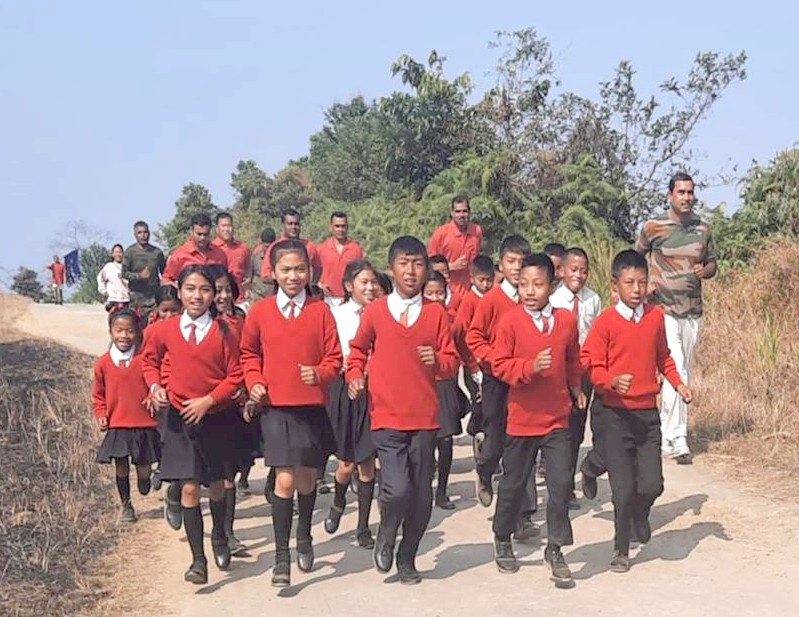 Mon Battalion of Assam Rifles under the aegis of HQ IGAR (North) organised a ‘Run for Fit India’ at Chenmoho and S/Chingnyu villages on February 24 and 25. A total of 72 participants including two teachers, 30 students of Mount School Chenmoho, youths and AR Mon Battalion personnel took part in the event. (Photo Courtesy: HQ IGAR North)