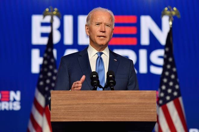 Democratic Presidential nominee Joe Biden delivers remarks at the Chase Center in Wilmington, Delaware, on November 6, 2020.   | Photo Credit: AFP