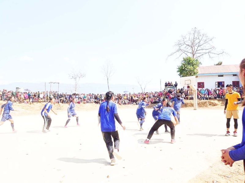 Players in action at the ongoing 58th meet of Tizu Area Sports Association at Kütsapo.