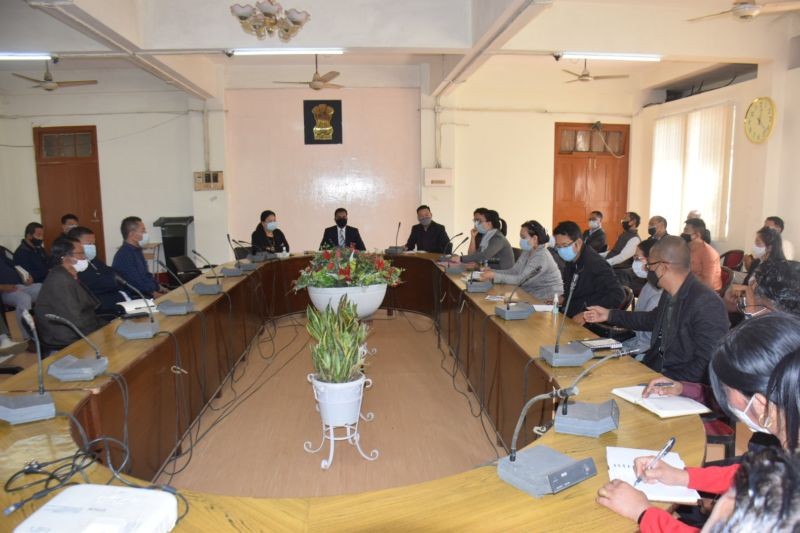 DC Dimapur Rajesh Soundararajan IAS addressing the Dimapur District Task Force meeting in the conference hall of DC Dimapur on Febraury 4. (DIPR Photo)