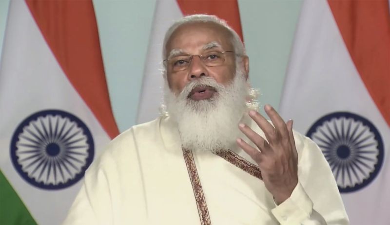 Prime Minister Narendra Modi delivers his speech during the convocation ceremony of Visva Bharati University, via video conferencing, in New Delhi on February 19, 2021. (PTI Photo)