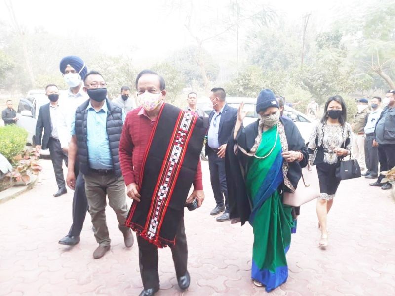 Union Home Minister, Dr Harsh Vardhan after his arrival in Dimapur on February 25.