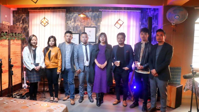 Musicians with Temjen Sempo during Musicians Fellowship in Kohima on February 28. (Morung Photo)
