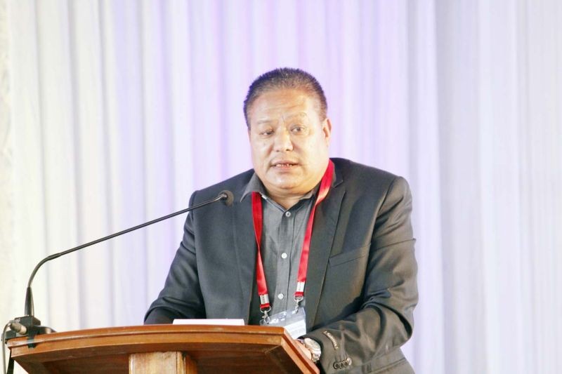 Senior SP, Kohima, Kevithuto Sophie, IPS addressing the 71st general conference of the Southern Angami Students' Union (SASU) at Panchayat Hall, Kezoma village on February 13. (Morung Photo)