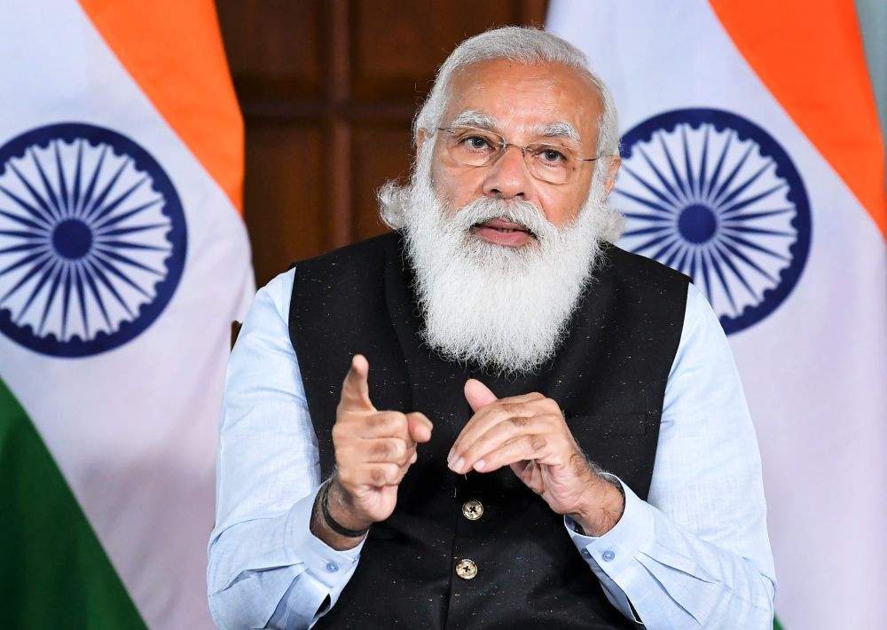 New Delhi: Prime Minister Narendra Modi addresses a webinar on Budget announcement, in New Delhi, Thursday, Feb. 18, 2021. (PTI Photo)