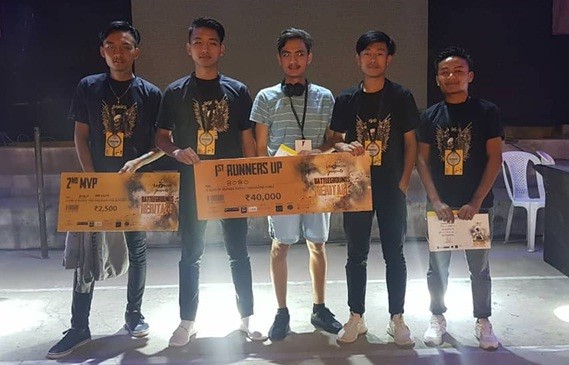 Muluto Ayemi and his teammates after achieving 1st runners up position at one of the PUBG Mobile tournament held in Kohima. (File Photo)
