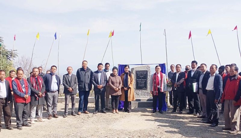 Neposo Theluo and others during the inauguration of Losami Community building on February 13.