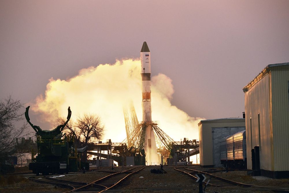 Baikonur: In this photo provided by Roscosmos Space Agency Press Service, the Progress MS-16 cargo blasts off from the launch pad at Russia's space facility in Baikonur, Kazakhstan, Monday, Feb. 15, 2021. The Russian Progress MS-16 cargo ship blasted off from the Russia-leased Baikonur launch facility in Kazakhstan and reached a designated orbit en route to the International Space Station. AP/PTI