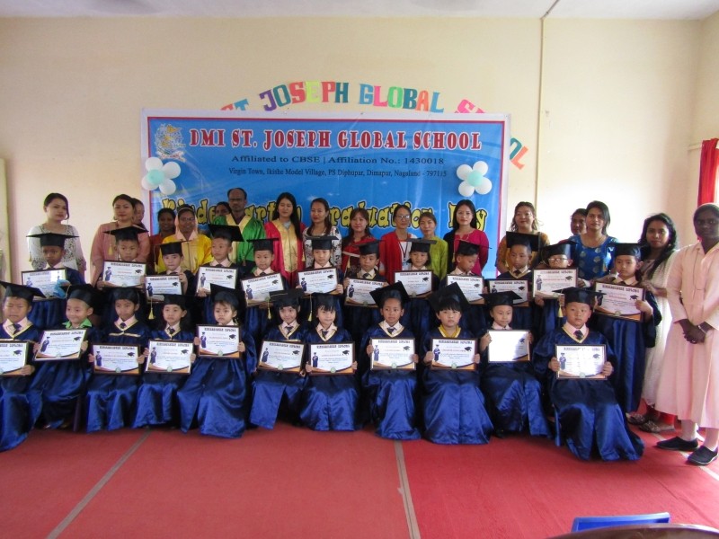 DMI St Joseph Global School celebrated KG Graduation Day for the UKG students of academic year 2019-2020 on March 25 at the school auditorium. Alaknaro, HOD History, St Joseph University, Dimapur was the chief guest at the programme. The new Administrator Rev Sr Rosa Mary was introduced to the parents on the occasion. Mementos were presented to the KG Graduates by Chief Guest, Rev Administrator and the school Principal.