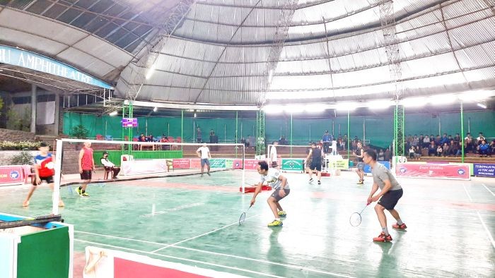 Matches underway at Babu Tzubu Amphitheater, Ungma at the Spring Badminton Championship organized by the Soyim Shuttlers under the aegis of the Mokokchung District Badminton Association on March 15.