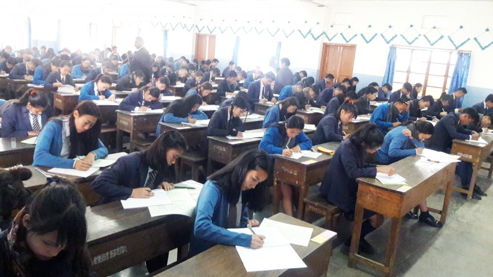 Students appearing Nagaland board exams in Kohima on February 12. (Morung Photo)