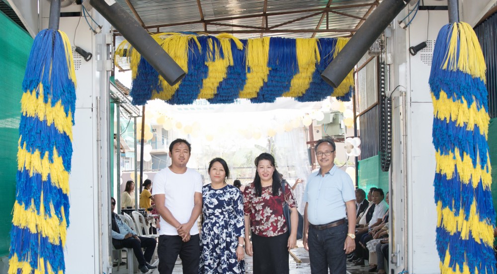 (From Left to Right) The proprietor along with family members and the guest of honour during the launching of KKE Automatic Car Wash in Dimapur on March 16. (Morung Photo)