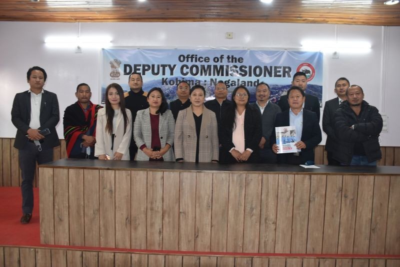 Kohima DC Gregory along with outgoing officers and others after launching the 'Kohima Against COVID-19' during the farewell programme on March 5. (DIPR Photo)