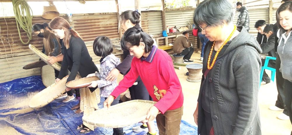 Trainers and trainees during the Lidi Kro-u, Kohima village organized training on traditional skills and knowledge at Ziekezou Kohima on March 6.