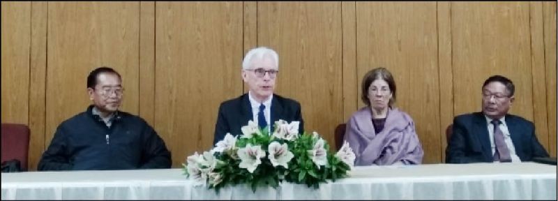 L-R Charles Chase, Stephen White, Sylvia May & Dr. P. Ngully during the an informal interaction with British publishing Executives at Hotel Japfü Kohima held on April 8. (Morung Photo)