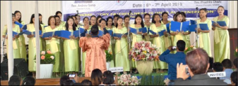 Jubilee choir presenting song during the silver jubilee and thanksgiving programme of Dimapur Bengali Baptist Church, Nagagaon colony held on April 6 and 7.