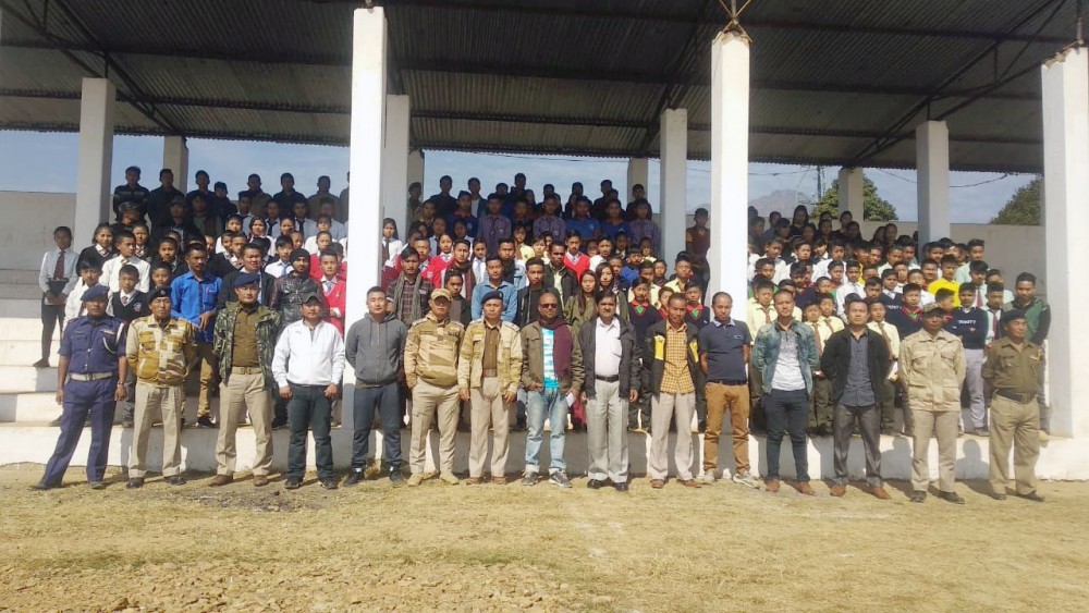 Participants with others during the 30th National Road Safety Week observed at Public ground Kiphire on February 8. (Morung Photo)