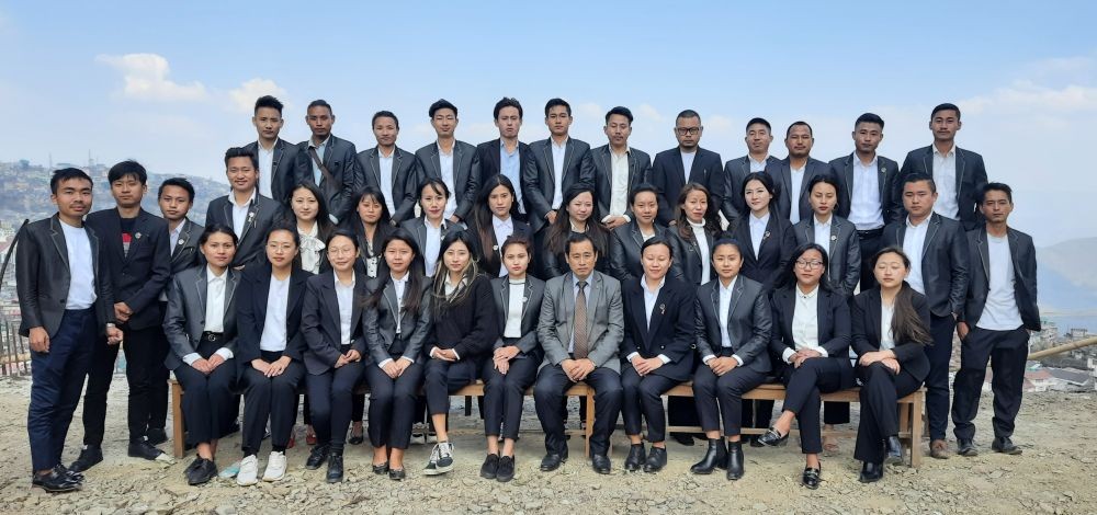 NVCO President Kezhokhoto Savi with the final year students of Kohima Law College during the launch on March 2. (Photo Courtesy: NVCO)