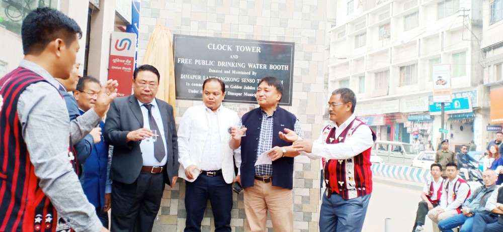 Minister, Metsubo Jamir; Advisor, Tovihoto Ayemi; MLA, Moatoshi and other dignitaries during the inaugural programme at New Market junction, Dimapur on February 9. (Morung Photo)